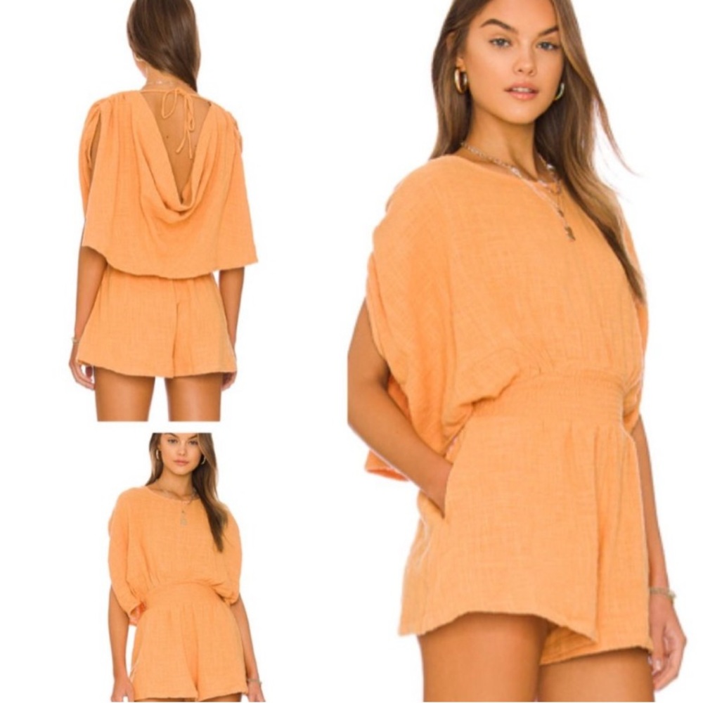 Free people Pietro tie back orange romper